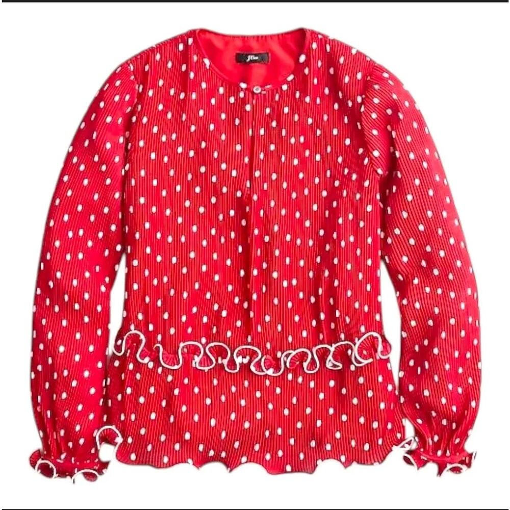 J Crew Ruffle Trim Pleated Peplum Blouse NWT